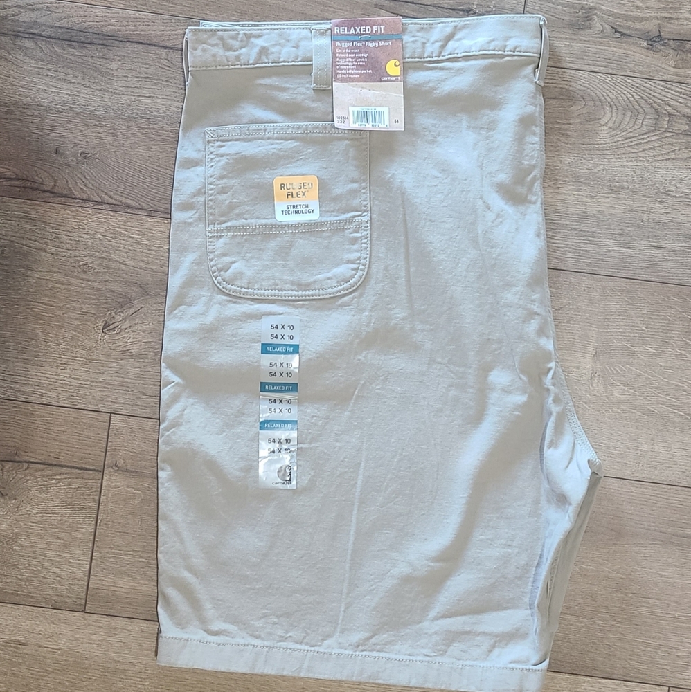 NWT's- CARHARTT- Sz 54 Mens Rugged Flex Stretch Rigby Canvas Work Short - Beige
